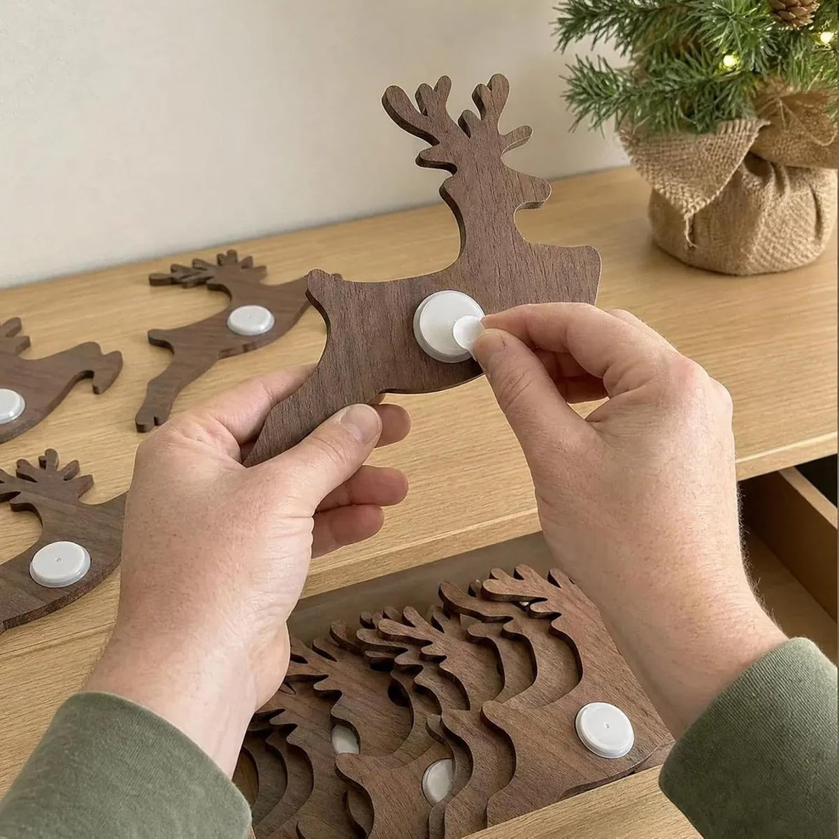Christmas Reindeer and Santa's Sleigh LED Wall Decor